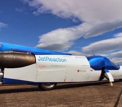 Richard Brown and his Jet Reaction streamliner motorcycle