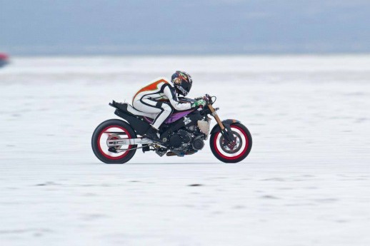 Evelyne Scholz will attempt to become the second female admitted to the exclusive Bonneville 200mph club riding a ‘naked’ bike. 220mph 'Naked' Land Speed Record in August, 2016, at the Bonneville Salt Flats, Utah, USA.