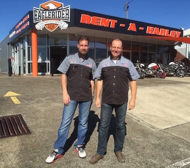 Eaglerider owner David Reece with Graham ASndrews