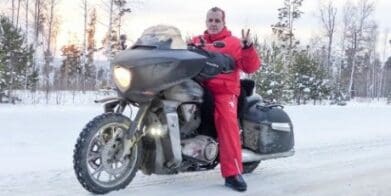 Urs on the ice Victory Motorcycles