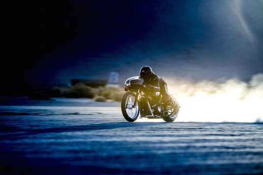 2015 Indian Motorcycle Scout Black Bullet takes on the Bonneville salt flats