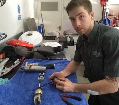 Suspension expert Sam Simmons of Oliver's Motorcycles