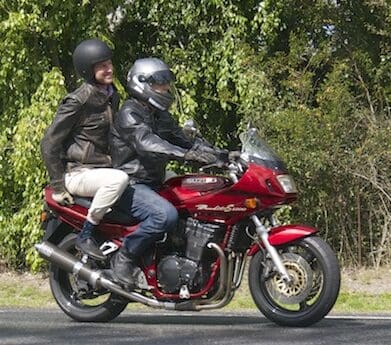 Road Safety Minister Mark Bailey goes for a ride with RACQ spokesman Steve Spalding - learner riders