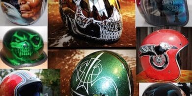 Painted motorcycle helmets