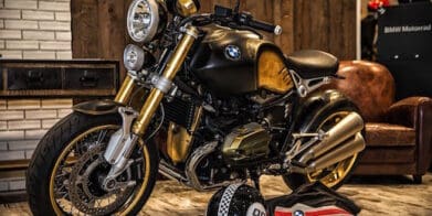 Italian tattoo artist Marco Manzo's gold-leaf version of the BMW R nineT