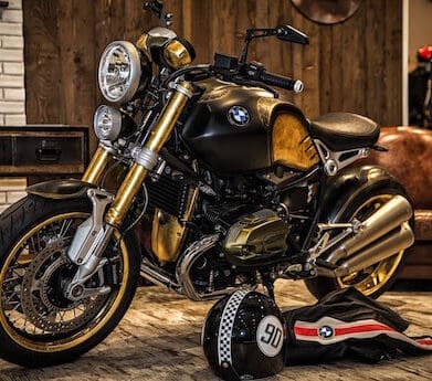 Italian tattoo artist Marco Manzo's gold-leaf version of the BMW R nineT