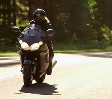 Barb Cook on her Kawasaki ZX14-R founded Bikers for Autism Australia