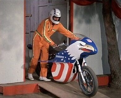 Evel Knievel Stratocycle in a scene form the movie