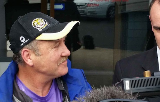 Max fronts media outside Frankston Magistrates Court helmet camera