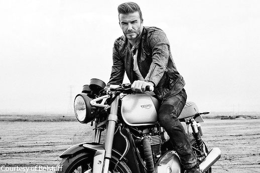 David Beckham on a custom Triumph Bonnneville