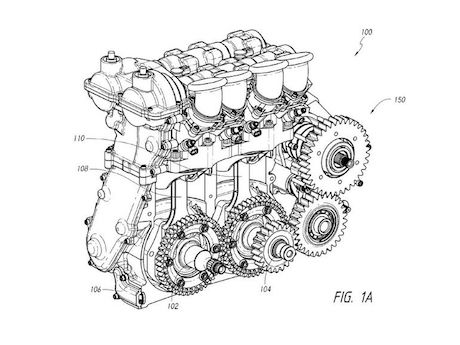 Dan Gurney's patented Moment-Cancelling Four-Stroke” (MC4S) motorcycle engine