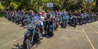 Katie with her biker friends trike