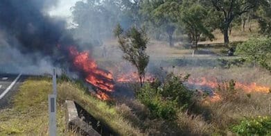 Burning police car