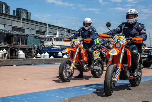 Lane filtering police bikes