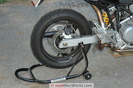 Ducati Multistrada Rear Swingarm Paddock Stand - Close-up