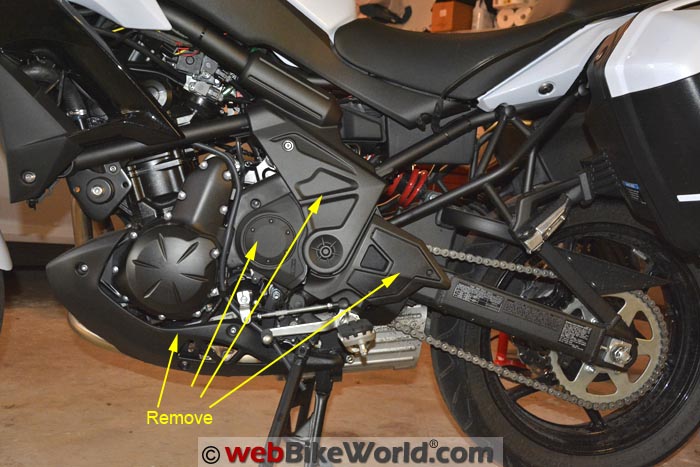SW-Motech Center Stand Kawasaki Versys 650 Left Side Parts to Remove