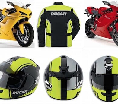 Ducati fluoro helmet and jacket
