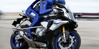 Yamaha Motobot, a robot that rides a motorcycle tests self balancing autonomous