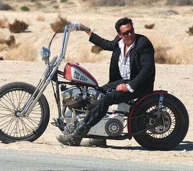 Michael Madsen looks cool as "The Gent" with his ape hanger bars in Quentin Tarentino's Hell Ride Handlebar maximum measurements challenged regulations tall