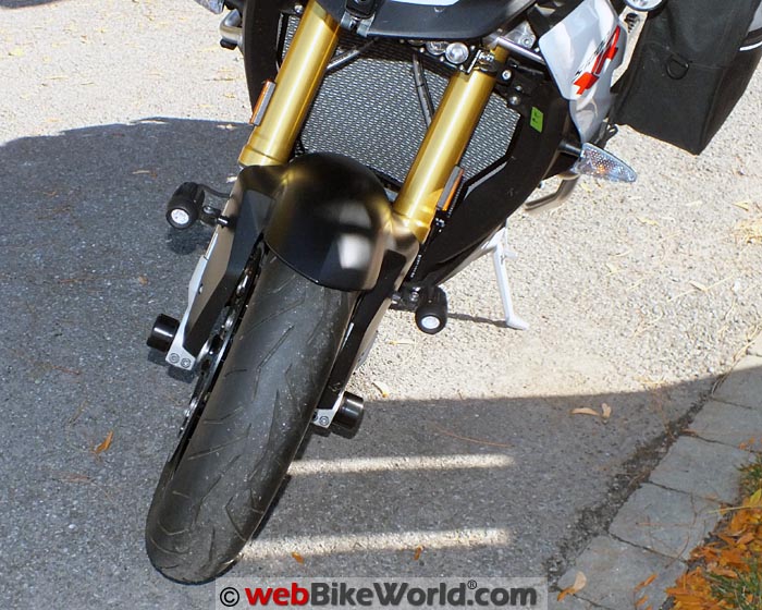 R&G Fork Sliders Installed on the BMW S1000XR Front View