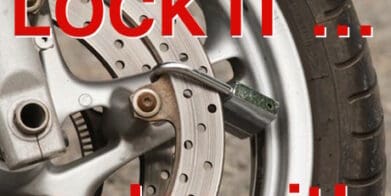 Motorbike brake disc lock theft CCTV drop