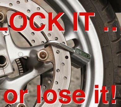 Motorbike brake disc lock theft CCTV drop