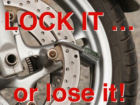 Motorbike brake disc lock theft CCTV drop