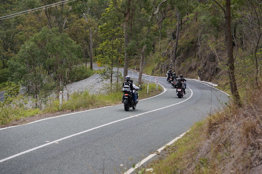 Riders enjoying the roads over Mt Tamborine Operation smart course