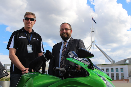 Black Dog Ride 1 Dayer supporters volunteer Steve Derham and Senator Ricky Muir