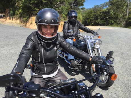 Actress Danielle Cormack on her way to the Harley-Davidson Iron Run in Paihia