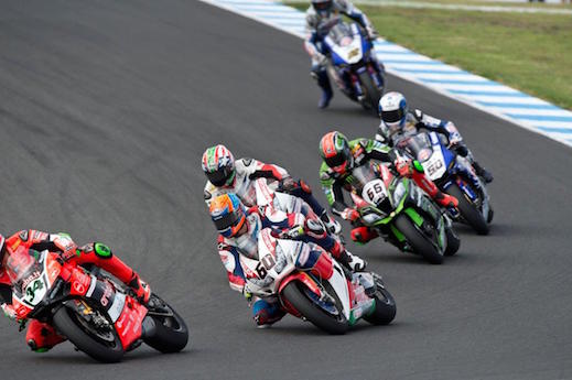 WorldSBK 2016 Phillip Island Davide Guigliano, Michael van der Mark, Nicky Hayden, Jono Rea, Sylvain Guintoli