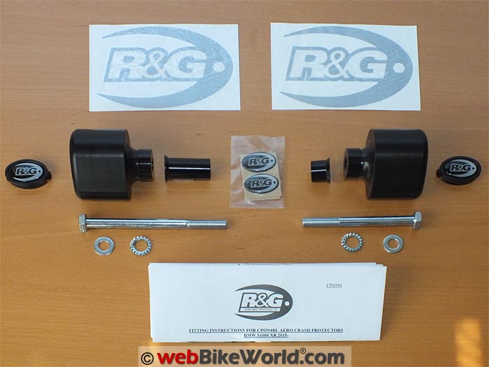 R&G Racing Aero Frame Sliders Kit Contents