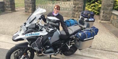 AMEP candidate Judith Kuerschner with her partner's 2015 BMW 1200 GSA