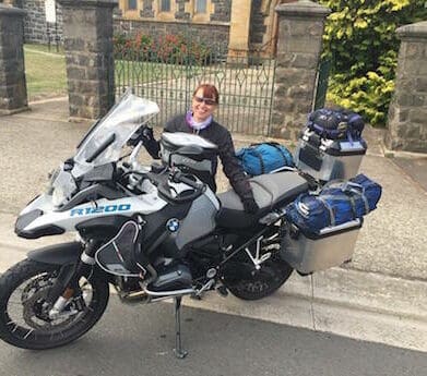 AMEP candidate Judith Kuerschner with her partner's 2015 BMW 1200 GSA