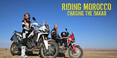 Laura Csortan and Christophe Barriere-Varju in "Riding Morocco: Chasing the Dakar” on TV