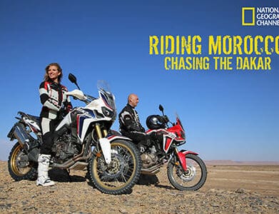 Laura Csortan and Christophe Barriere-Varju in "Riding Morocco: Chasing the Dakar” on TV