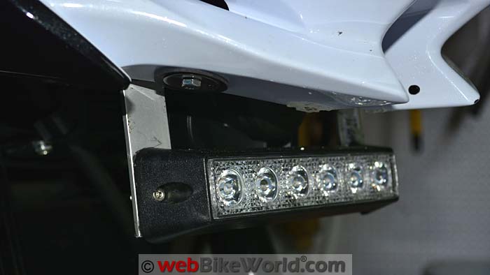 Kawell Amber LED Light Bar Mounted on Motorcycle