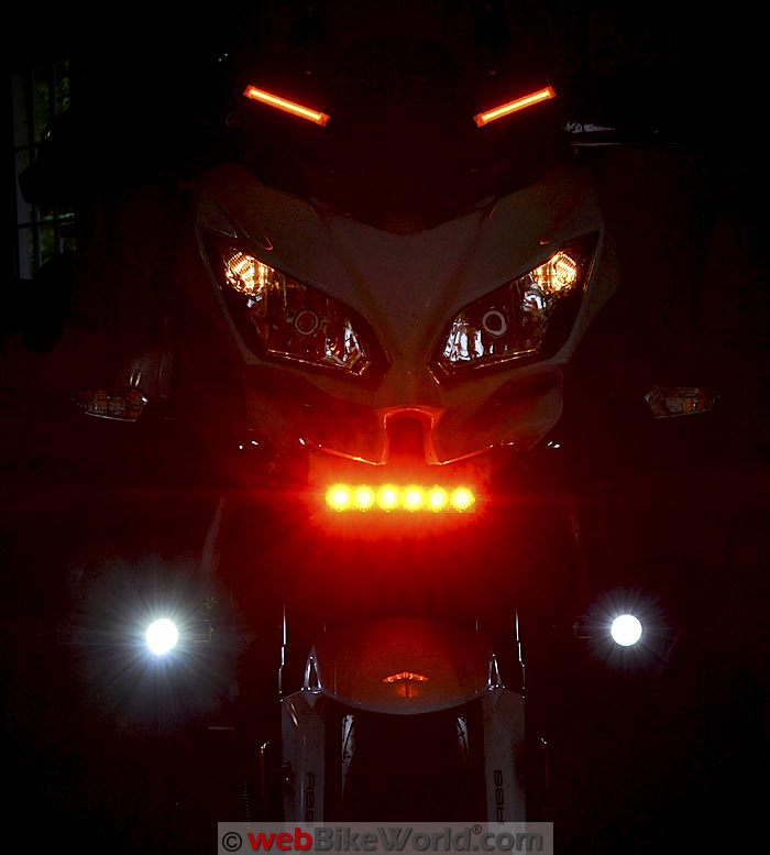 Kawell Amber LED Light Bar on Motorcycle