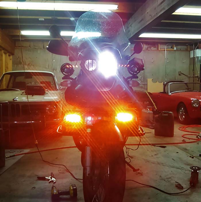 Kawell Amber LED Lights on BMW GS