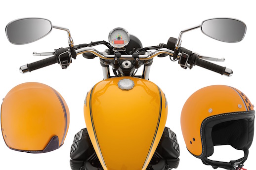 Moto Guzzi V9 Roamer and matching jet helmet