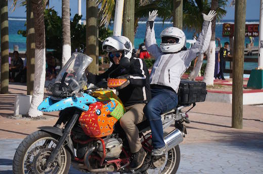 Couples riding pillion - tuscany motorcycle