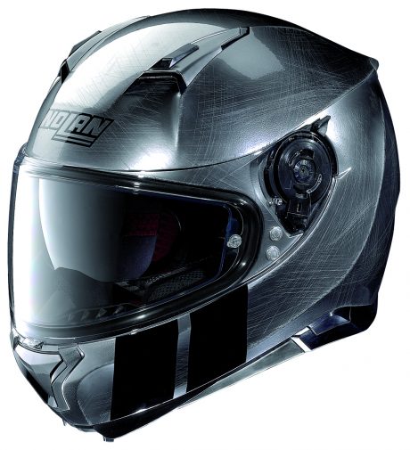 Nolan N-87 helmet in scratched chrome