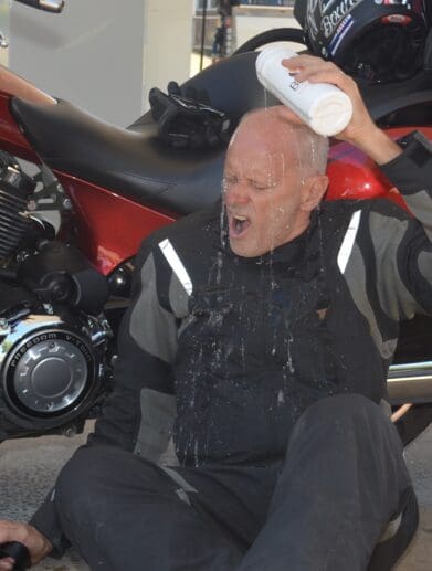 MBW beats the heat in his BMW Coldblack Airflow suit cool