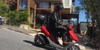 David Hinchliffe and his SYM scooter - Former politician regrets rider support