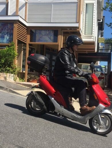 David Hinchliffe and his SYM scooter - Former politician regrets rider support