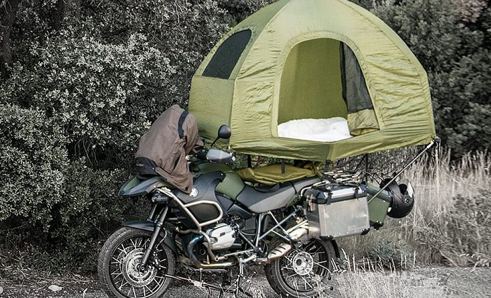 mobed-motorcycle-tent.jpg camping alaska motohome RV