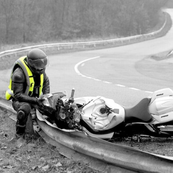 Helite Airvest offers airbag protection in a motorcycle crash barriers