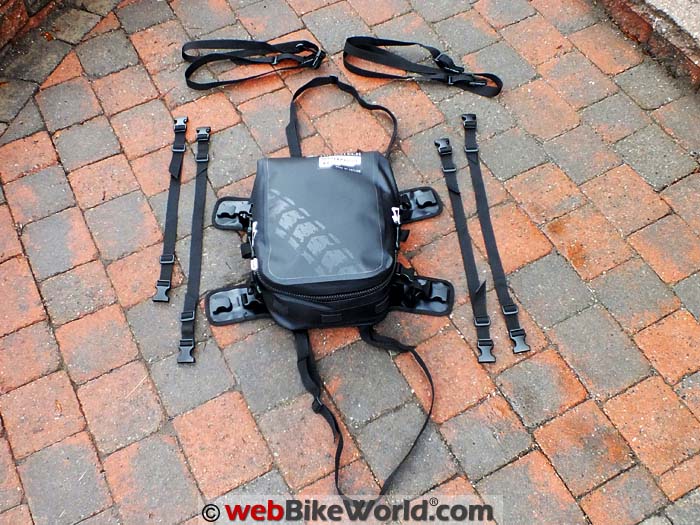 Touratech Waterproof Moto Tank Bag Mounted on Harness