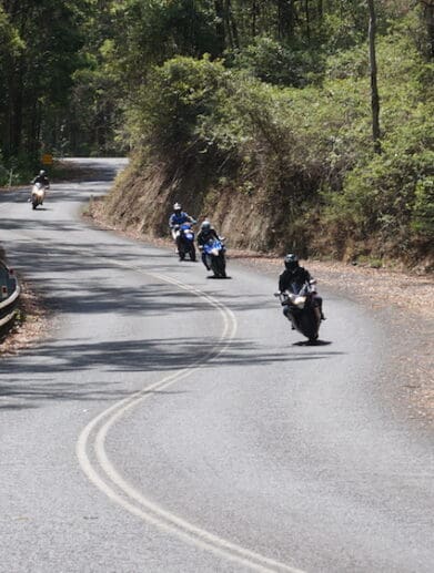 Wide entry, late apex safest on-road Downhill corners most dangerous