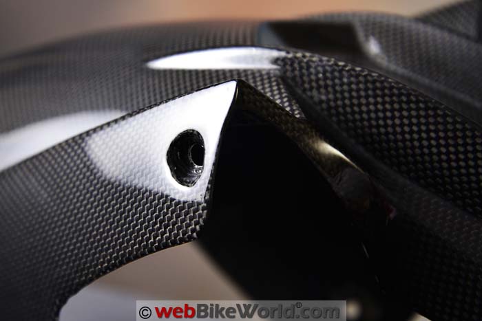 Bestem Carbon Fiber Fender Bolt Hole Close-up